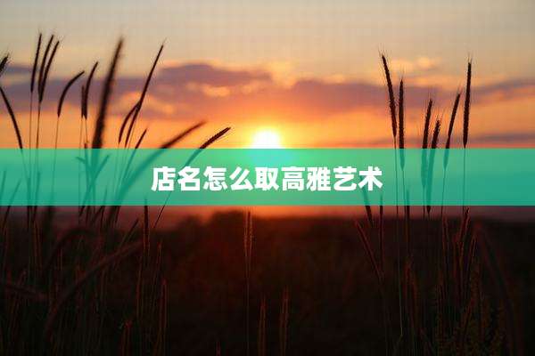 店名怎么取高雅艺术