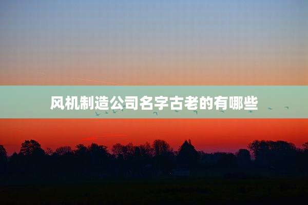 风机制造公司名字古老的有哪些