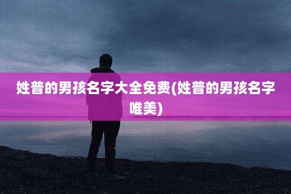 姓普的男孩名字大全免费(姓普的男孩名字唯美)