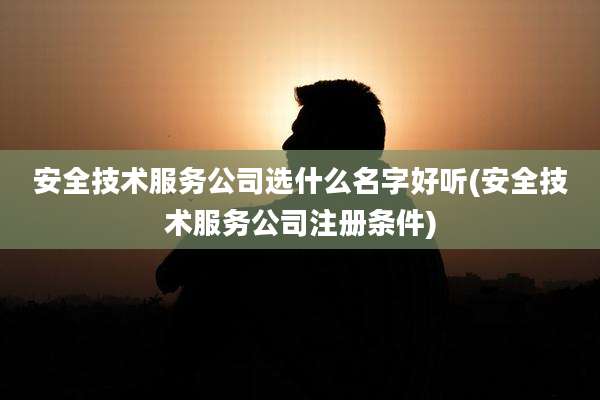 安全技术服务公司选什么名字好听(安全技术服务公司注册条件)