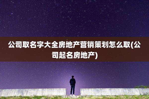 公司取名字大全房地产营销策划怎么取(公司起名房地产)