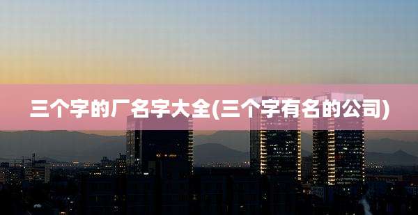 三个字的厂名字大全(三个字有名的公司)