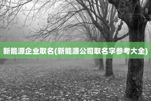 新能源企业取名(新能源公司取名字参考大全)