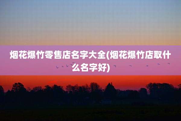 烟花爆竹零售店名字大全(烟花爆竹店取什么名字好)