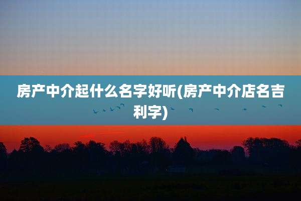 房产中介起什么名字好听(房产中介店名吉利字)