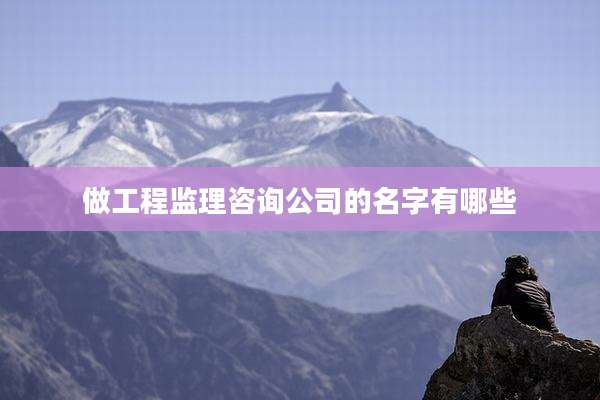 做工程监理咨询公司的名字有哪些