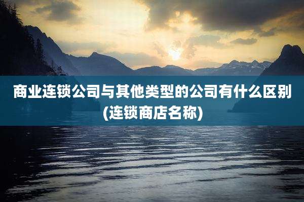 商业连锁公司与其他类型的公司有什么区别(连锁商店名称)