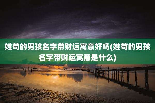 姓苟的男孩名字带财运寓意好吗(姓苟的男孩名字带财运寓意是什么)