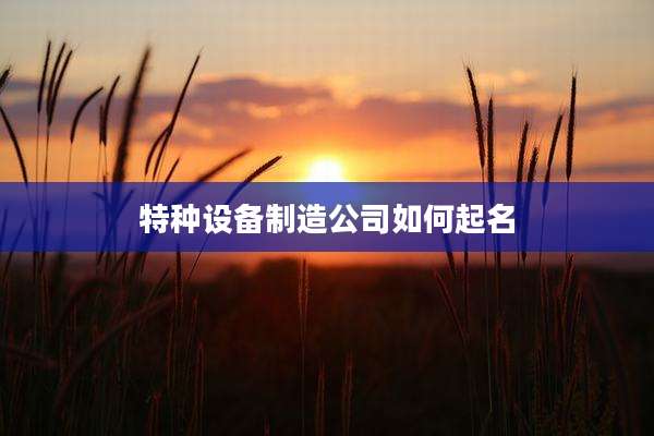 特种设备制造公司如何起名
