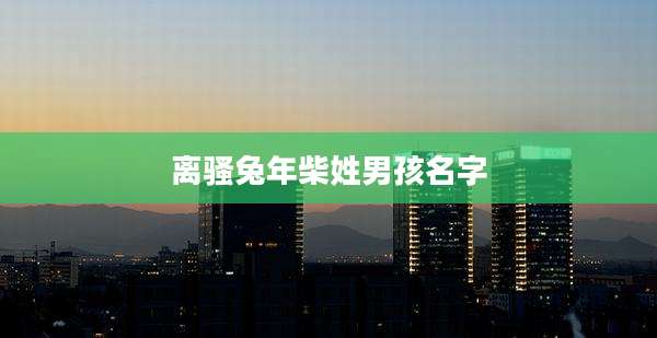 离骚兔年柴姓男孩名字