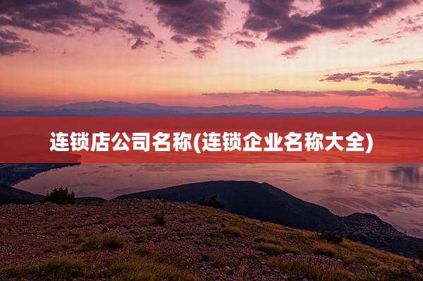 连锁店公司名称(连锁企业名称大全)