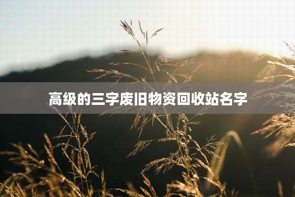 高级的三字废旧物资回收站名字