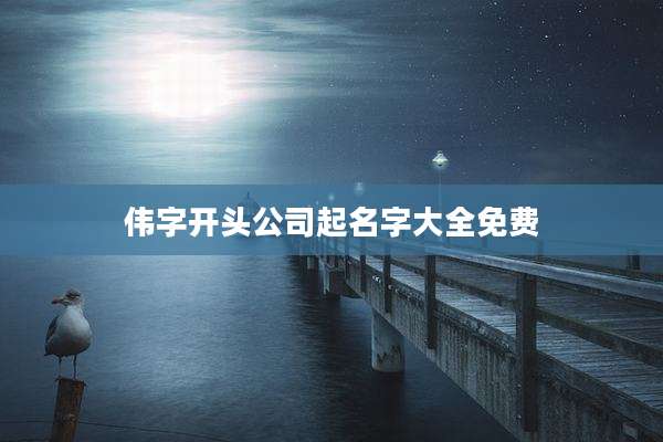 伟字开头公司起名字大全免费