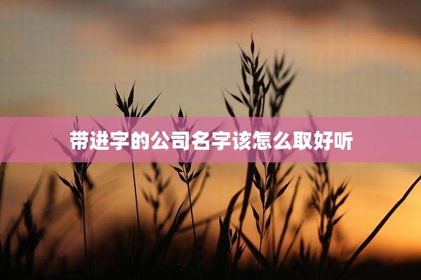 带进字的公司名字该怎么取好听