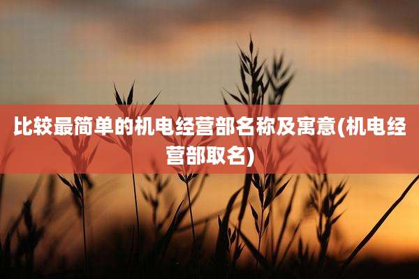 比较最简单的机电经营部名称及寓意(机电经营部取名)