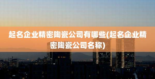 起名企业精密陶瓷公司有哪些(起名企业精密陶瓷公司名称)