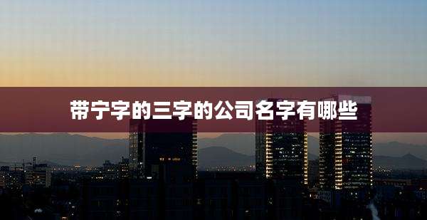 带宁字的三字的公司名字有哪些
