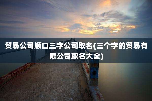贸易公司顺口三字公司取名(三个字的贸易有限公司取名大全)
