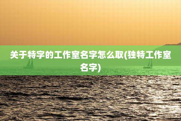关于特字的工作室名字怎么取(独特工作室名字)