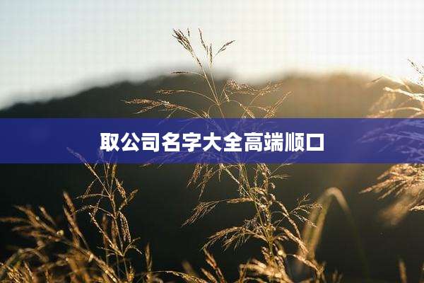 取公司名字大全高端顺口