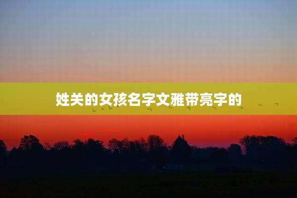 姓关的女孩名字文雅带亮字的
