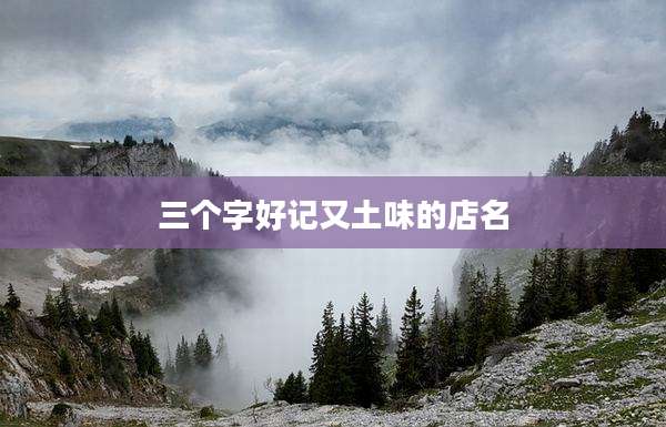 三个字好记又土味的店名