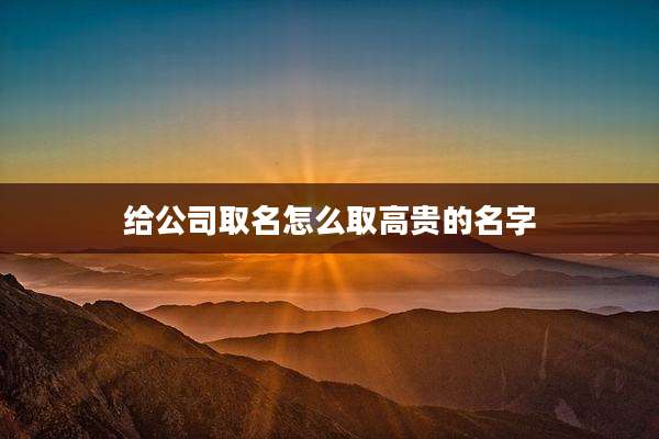给公司取名怎么取高贵的名字