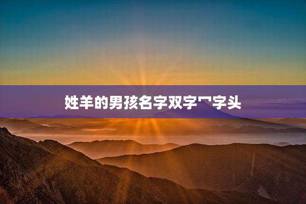 姓羊的男孩名字双字冖字头