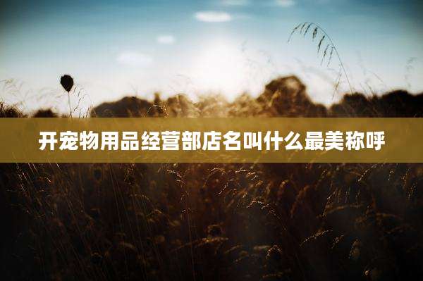 开宠物用品经营部店名叫什么最美称呼