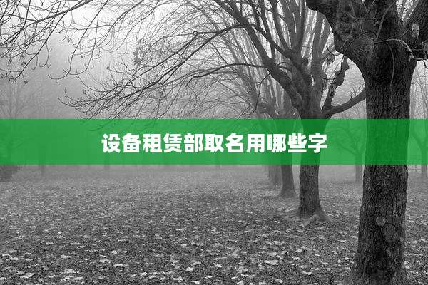 设备租赁部取名用哪些字
