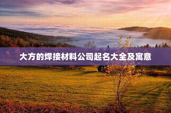 大方的焊接材料公司起名大全及寓意