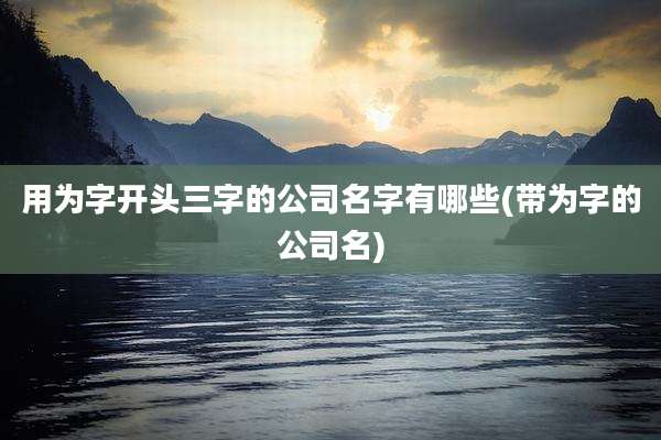 用为字开头三字的公司名字有哪些(带为字的公司名)