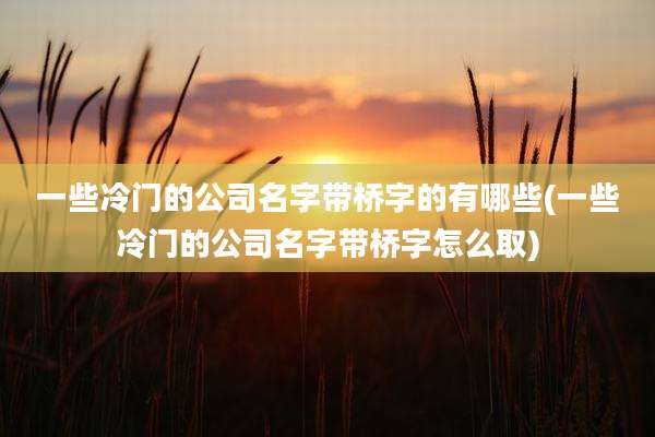 一些冷门的公司名字带桥字的有哪些(一些冷门的公司名字带桥字怎么取)