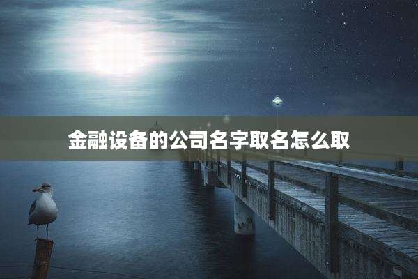 金融设备的公司名字取名怎么取