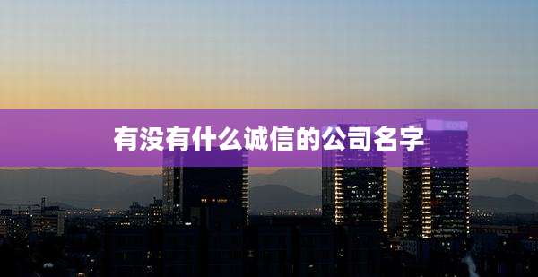 有没有什么诚信的公司名字