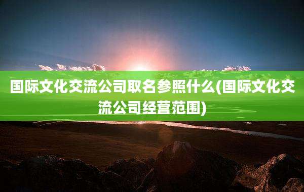 国际文化交流公司取名参照什么(国际文化交流公司经营范围)