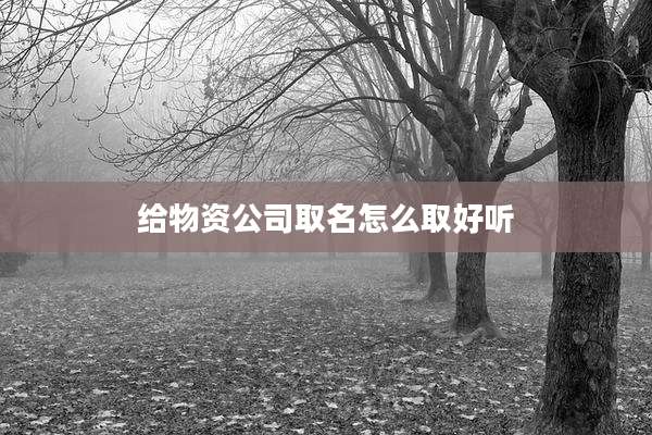 给物资公司取名怎么取好听