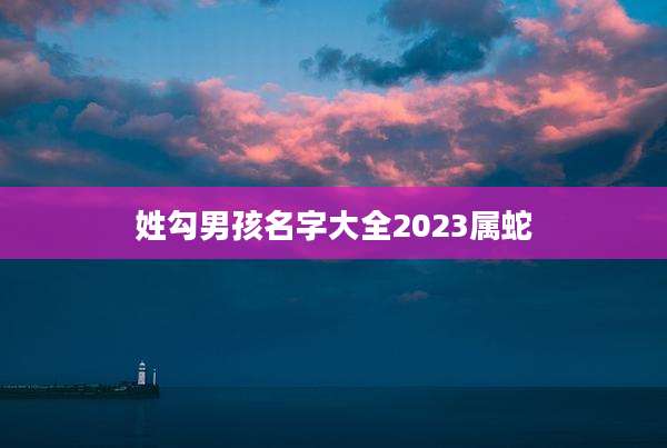 姓勾男孩名字大全2023属蛇