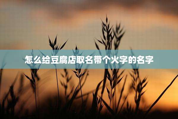 怎么给豆腐店取名带个火字的名字