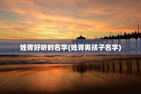 姓胥好听的名字(姓胥男孩子名字)