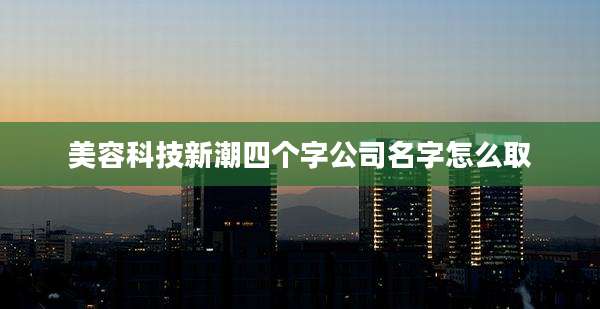 美容科技新潮四个字公司名字怎么取