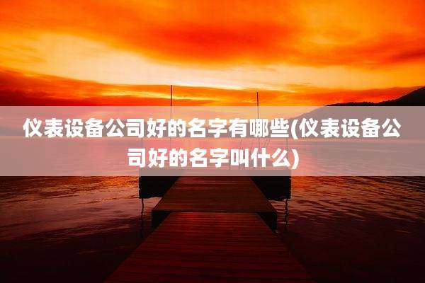 仪表设备公司好的名字有哪些(仪表设备公司好的名字叫什么)
