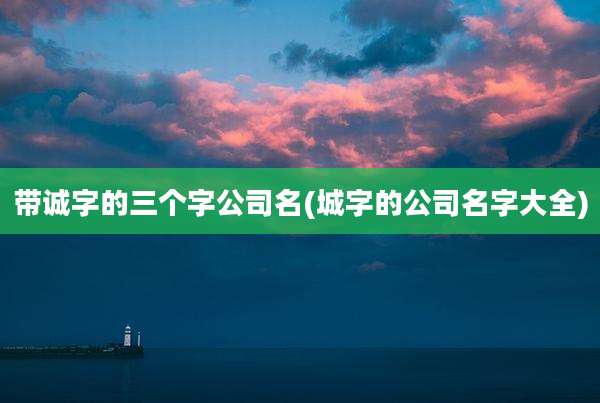 带诚字的三个字公司名(城字的公司名字大全)