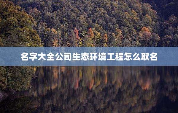名字大全公司生态环境工程怎么取名