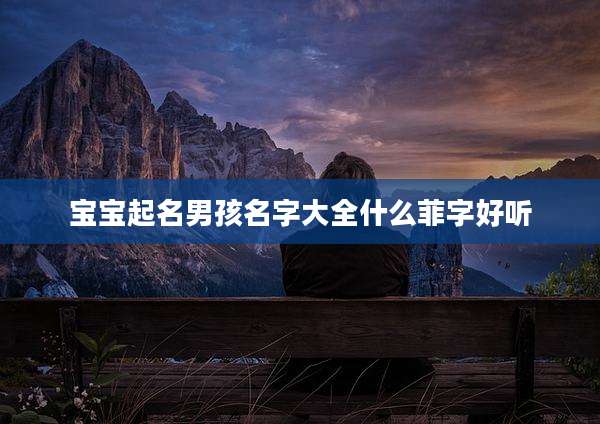 宝宝起名男孩名字大全什么菲字好听