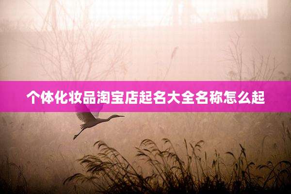 个体化妆品淘宝店起名大全名称怎么起