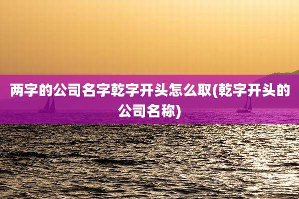 两字的公司名字乾字开头怎么取(乾字开头的公司名称)