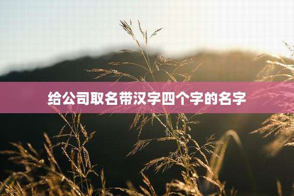 给公司取名带汉字四个字的名字