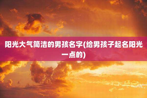 阳光大气简洁的男孩名字(给男孩子起名阳光一点的)