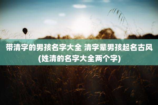 带清字的男孩名字大全 清字辈男孩起名古风(姓清的名字大全两个字)